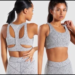 Gymshark Fleur Texture Sports Bra Grey
